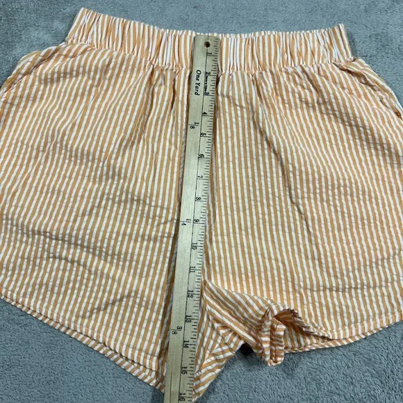 Daily Drills Shorts Womens XS/S Seersucker Resort Orange White Beach - Picture 7 of 12